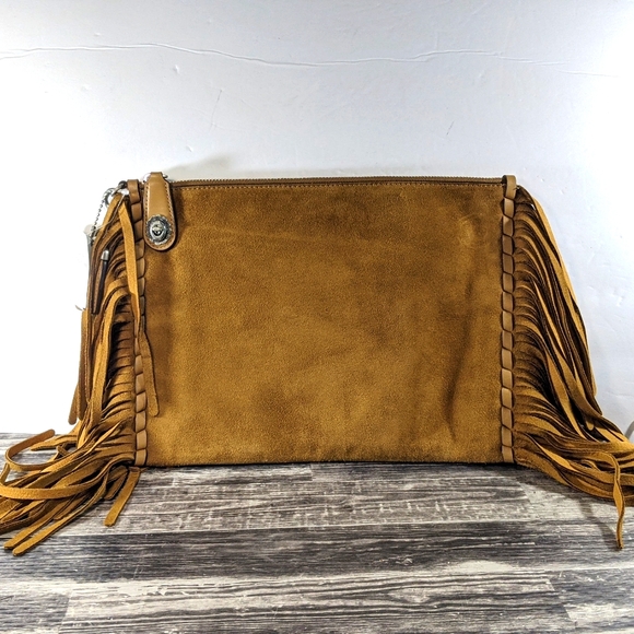 🤩😍Rare Coach 1941 cervo suede fringe Wristlet 30 - Picture 3 of 6
